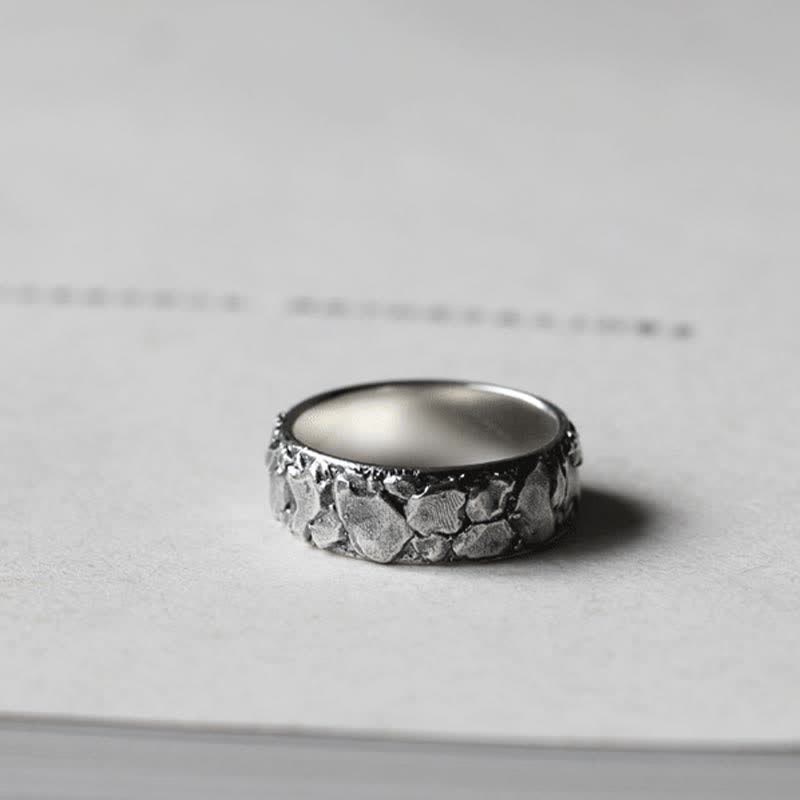 Bague en cuivre avec motif de roche et Buddha Stones