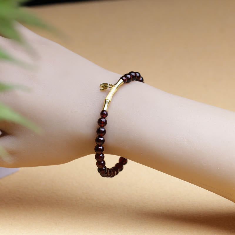 Bracelet de protection en bambou et grenat naturel en argent sterling 925 plaqué or et cuivre 14 carats avec Buddha Stones - image 5