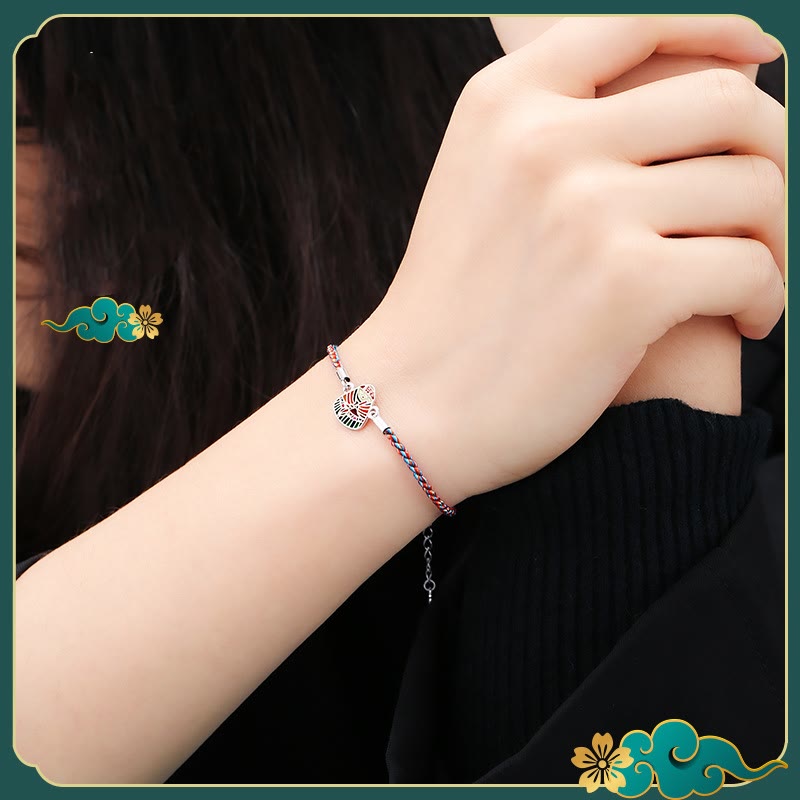 Bracelet artisanal multicolore en argent sterling 925 Buddha Stones et motif Zongzi