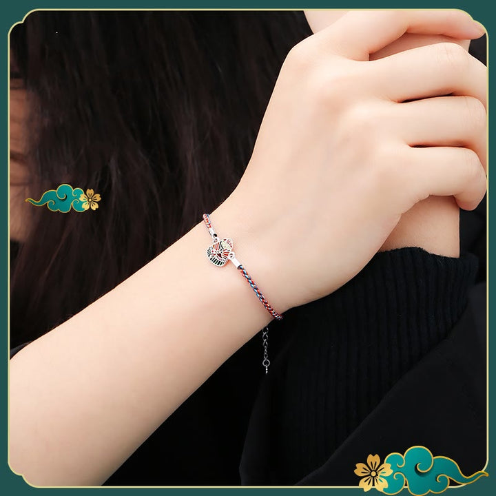 Bracelet artisanal multicolore en argent sterling 925 Buddha Stones et motif Zongzi