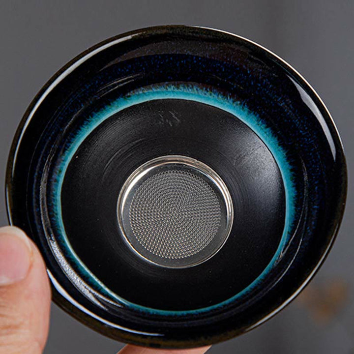 Coffret cadeau portable avec théière en céramique et théière chinoise Gongfu en dégradé de couleurs bleues et Buddha Stones - image 4