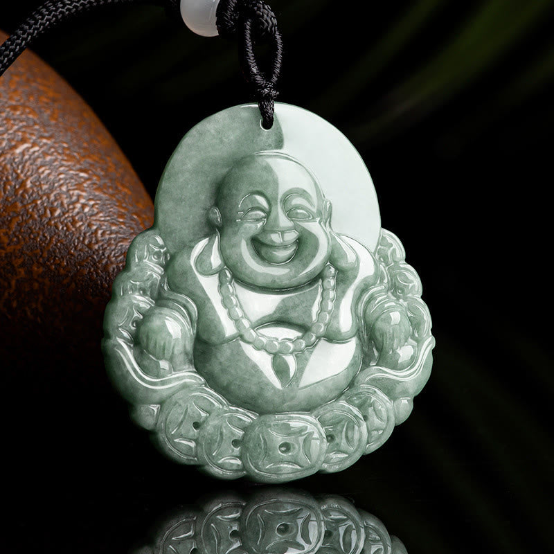 Collier pendentif en jade naturel et cuivre Bouddha rieur Buddha Stones de Bouddha - image 2