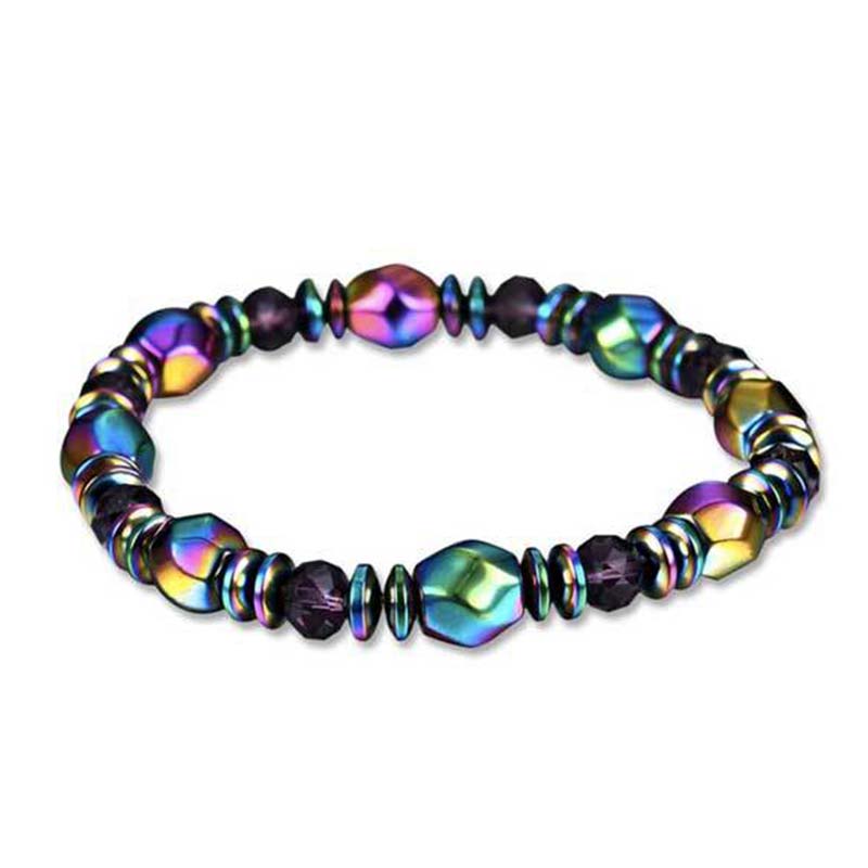 Bracelet de bien-être en hématite arc-en-ciel Buddha Stones