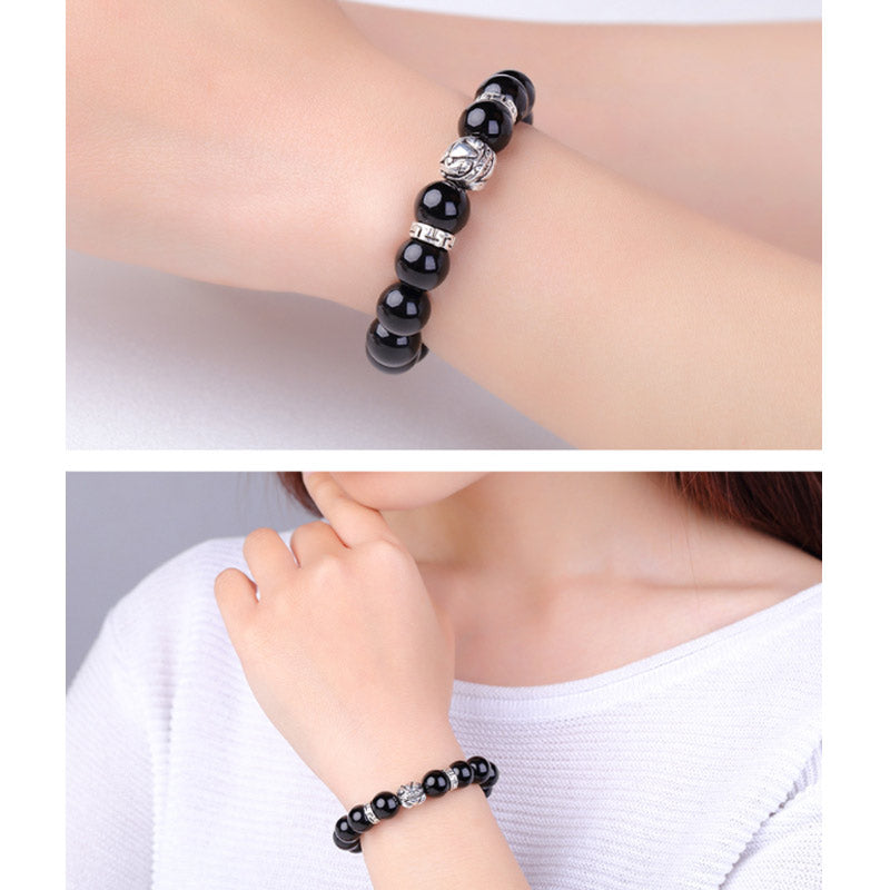 Bracelet Feng Shui en obsidienne arc-en-ciel naturelle PiXiu