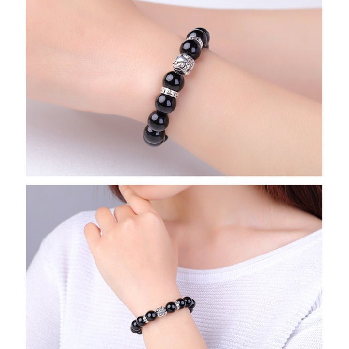 Bracelet Feng Shui en obsidienne arc-en-ciel naturelle PiXiu