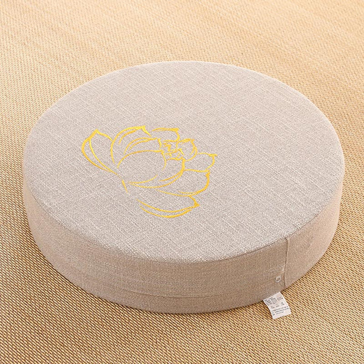 Coussin de siège de méditation en coton et lin avec broderie de Buddha Stones et de lotus - image 9