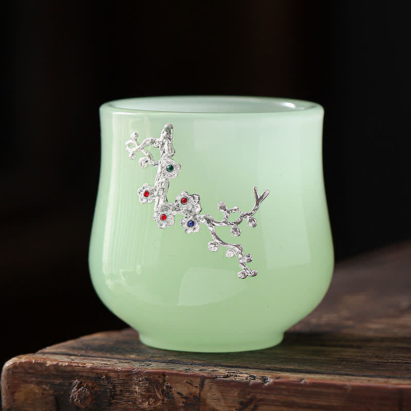 Tasse à thé en céramique Buddha Stones Lotus Dragon Phoenix Flower