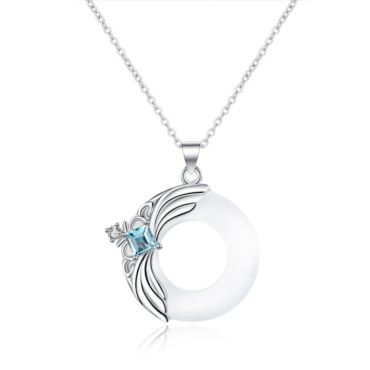 Collier pendentif porte-bonheur en cuivre avec ailes d'amour