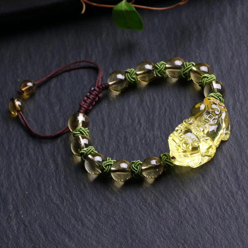 Bracelet de protection de richesse en citrine naturelle Pixiu Buddha Stones - 10 mm - image 0