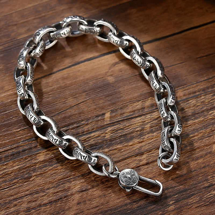 Bracelet jonc en argent sterling 925 Buddha Stones et gravure Om Mani Padme Hum