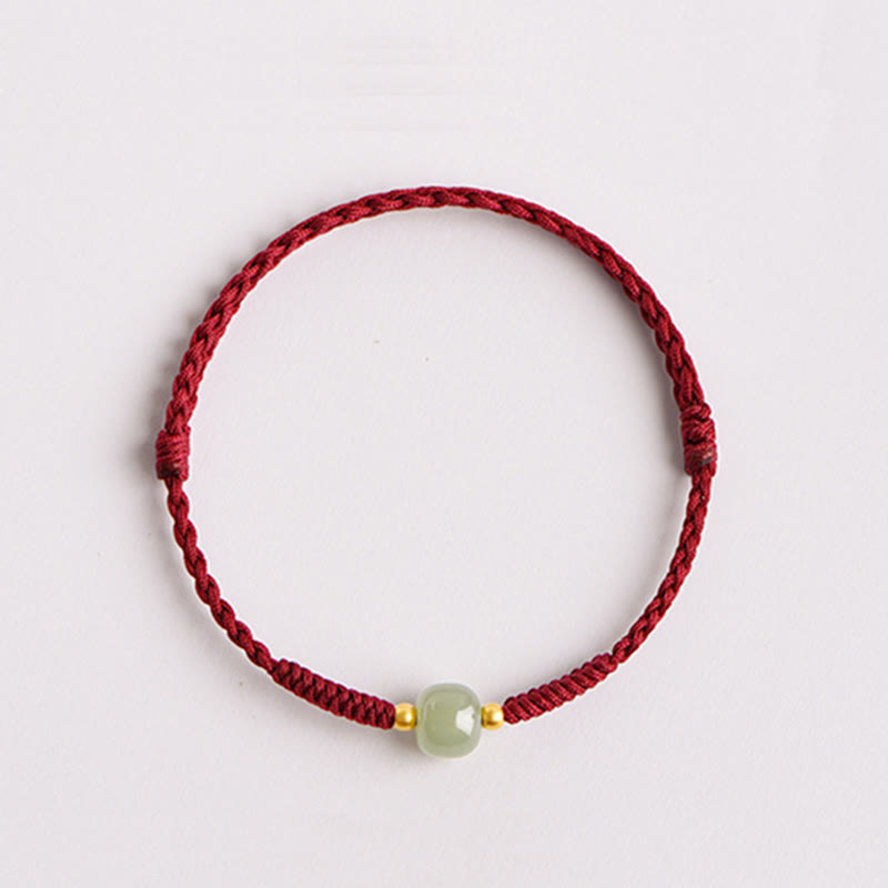 Bracelet tressé en perles de jade porte-bonheur et prospérité fait main avec Buddha Stones