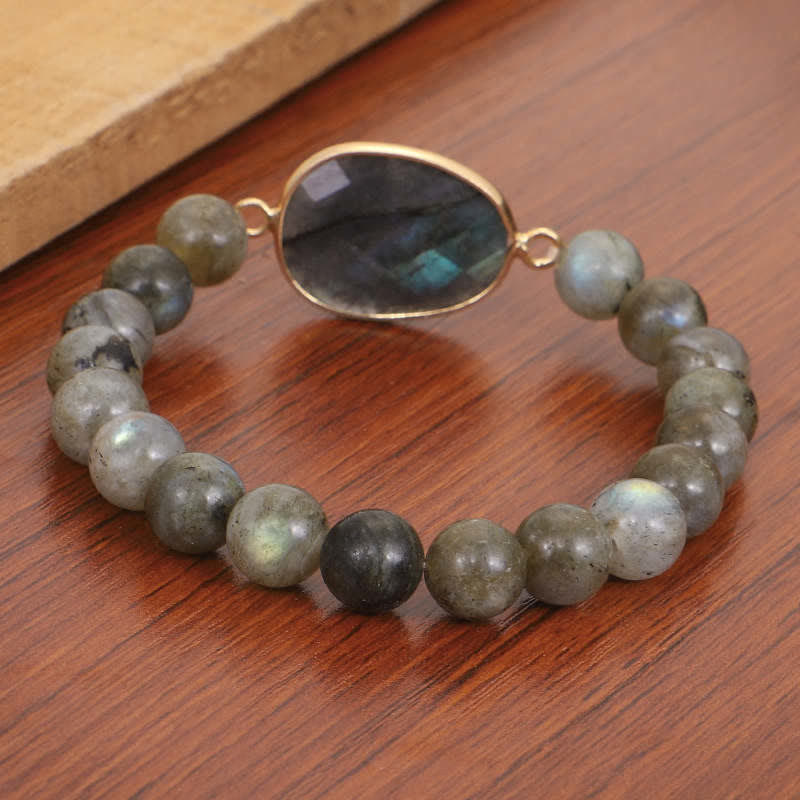 Bracelet de perles de guérison en pierre de lune et labradorite naturelle de Buddha Stones - image 6