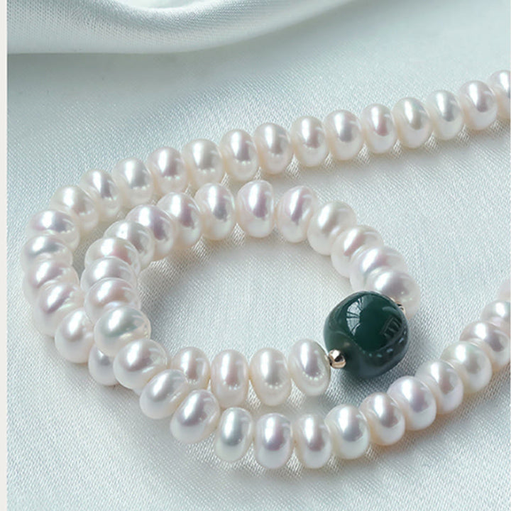 Buddha Stones en argent sterling 925 avec perles naturelles Hetian Jade Aigue-marine Sagesse Sincérité Bracelet - image 2