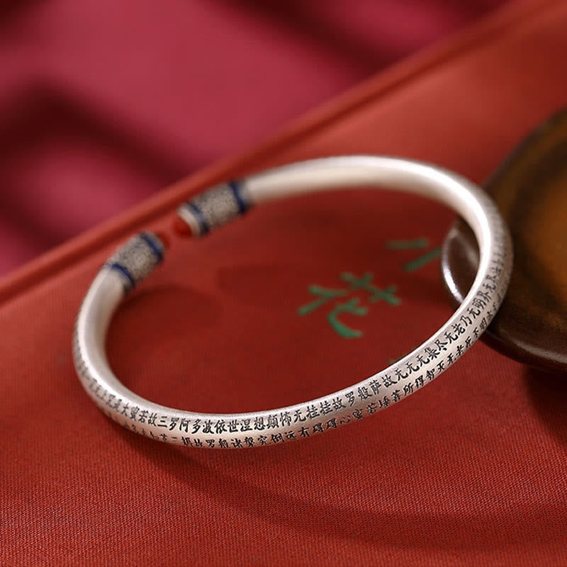 Bracelet de protection en agate rouge gravée du Sutra du cœur en argent sterling 999 de Buddha Stones