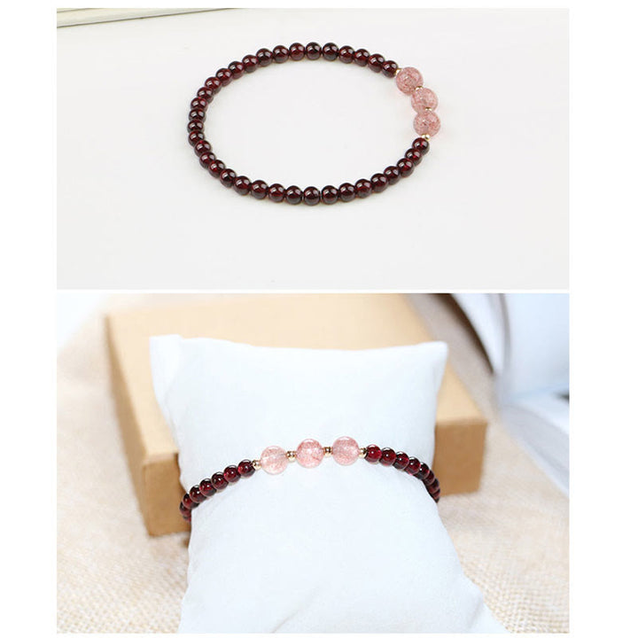 Bracelet calme en quartz fraise et grenat naturel de Buddha Stones - image 14