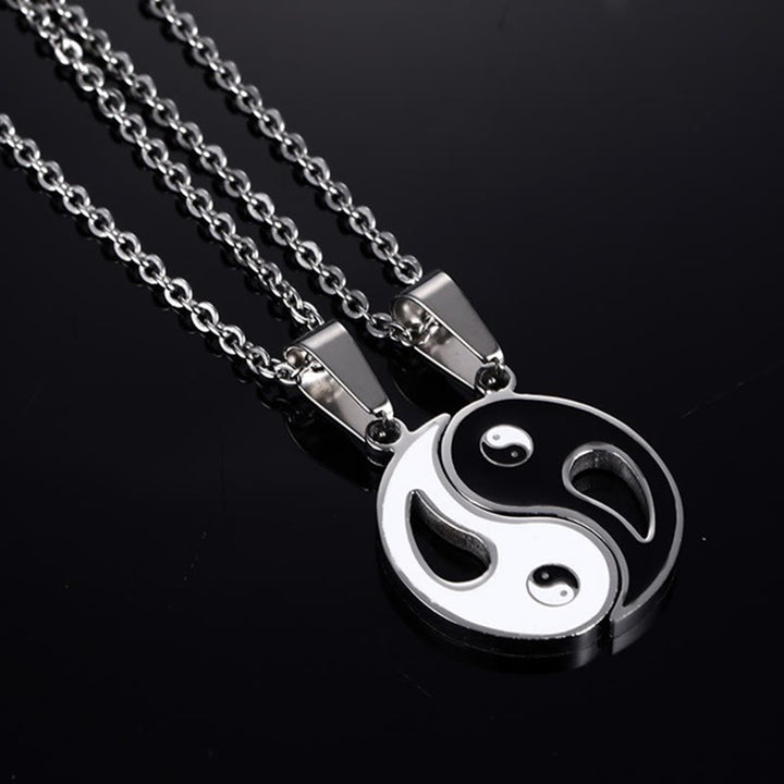 Collier avec pendentif Yin Yang pour couple, 2 pièces