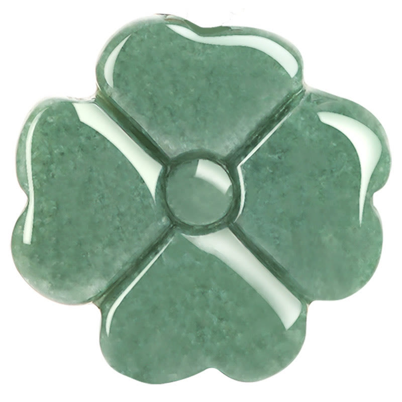 Collier pendentif trèfle à quatre feuilles en jade naturel porte - bonheur et prospérité