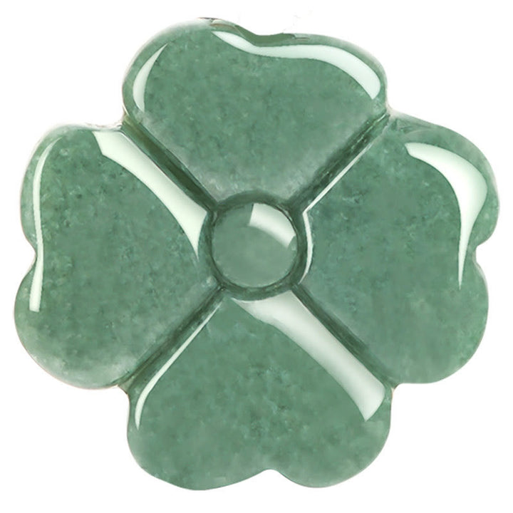Collier pendentif trèfle à quatre feuilles en jade naturel porte - bonheur et prospérité
