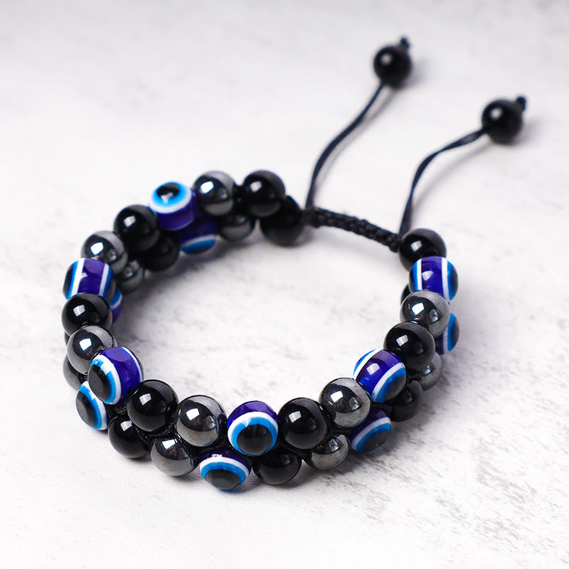 Bracelet de perles de protection contre le mauvais œil en hématite et œil de tigre Buddha Stones