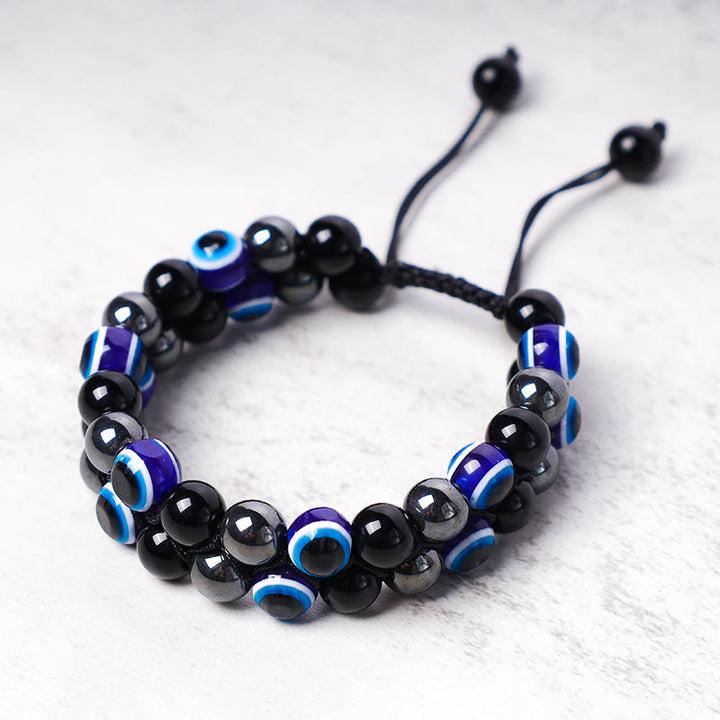 Bracelet de perles de protection contre le mauvais œil en hématite et œil de tigre Buddha Stones