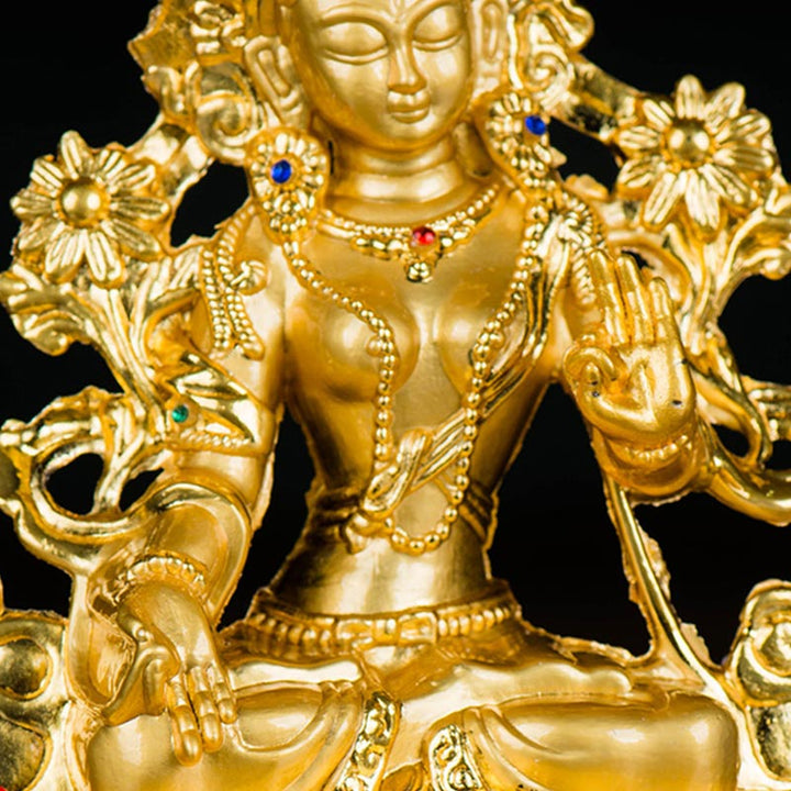 Statue de protection de l'espoir Bodhisattva Tara blanche plaquée or Décoration - image 9