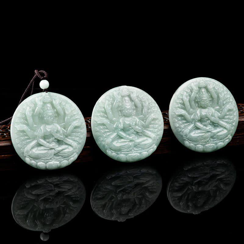 Collier pendentif en jade à mille mains Kwan Yin Avalokitesvara