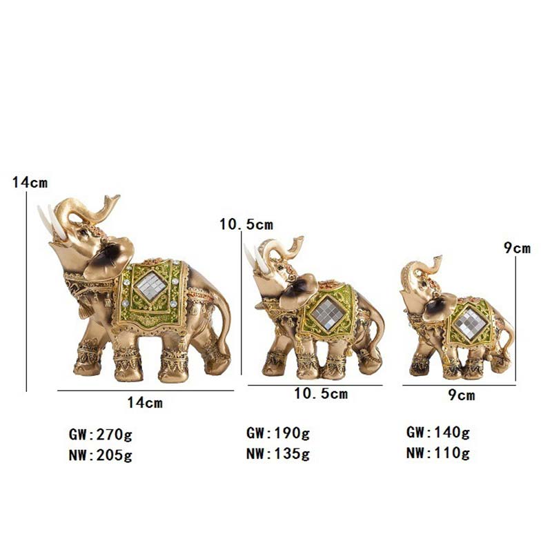 Statue d'éléphant vert Feng Shui porte-bonheur en Buddha Stones Sculpture Figurine de richesse Cadeau Décoration de la maison