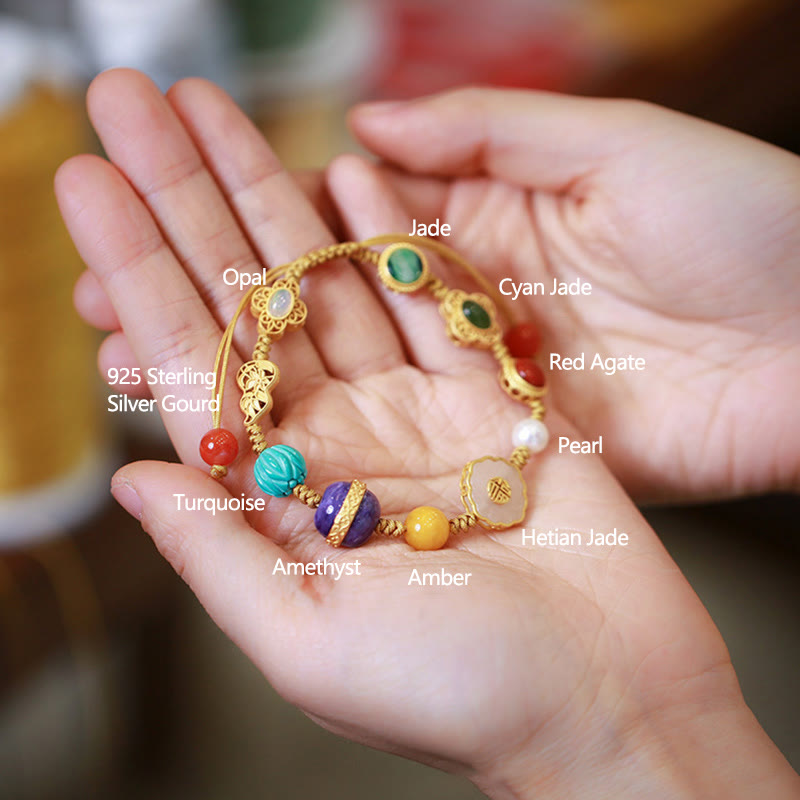 Bracelet porte-bonheur en argent sterling 925 avec cristaux d'agate rouge et d'ambre en jade Hetian naturel