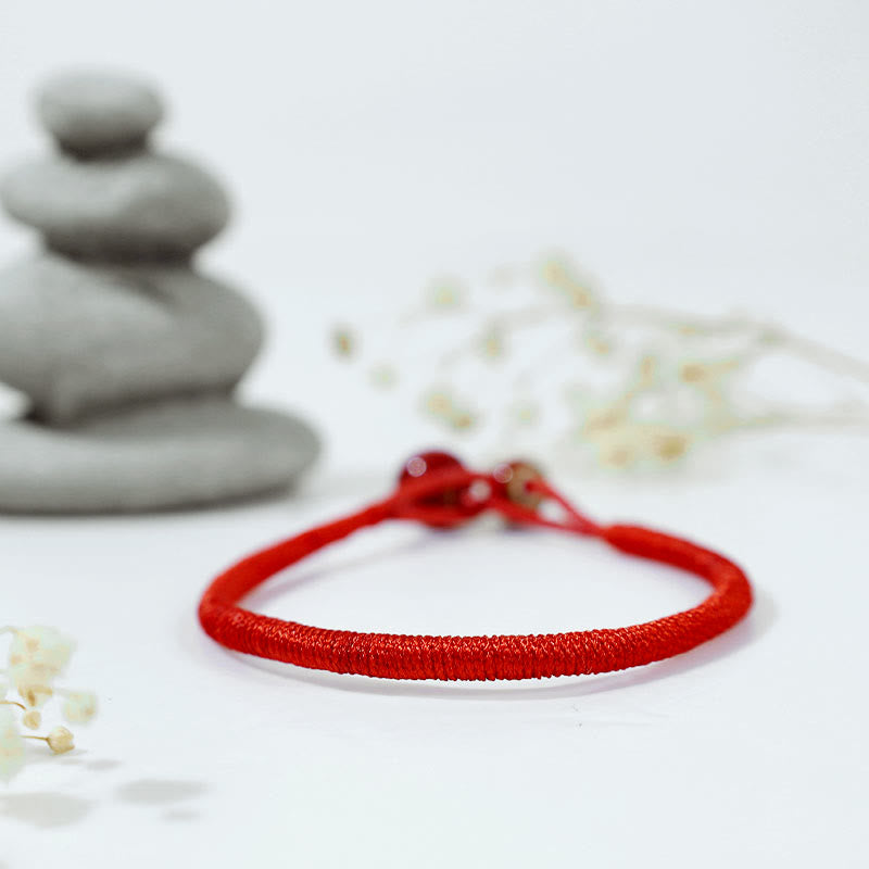 Bracelet en céramique rouge porte-bonheur Feng Shui Buddha Stones et fil rouge - image 4