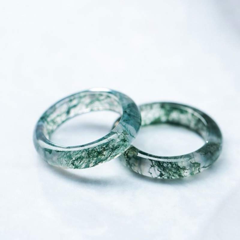 Bague d'équilibre et de guérison en agate mousse avec Buddha Stones - image 0