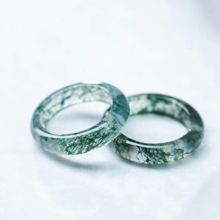 Bague d'équilibre et de guérison en agate mousse avec Buddha Stones - image 0