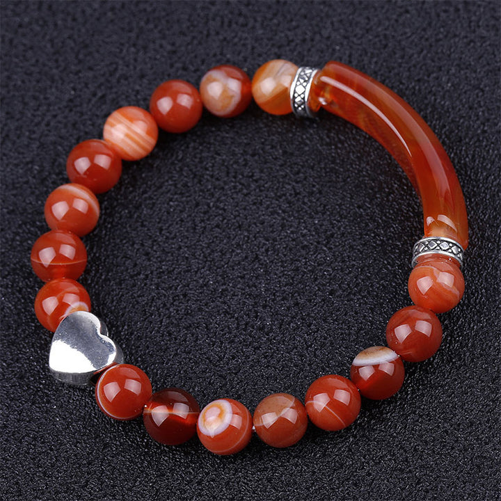 Bracelet unisexe en forme de cœur avec perles en cristal naturel