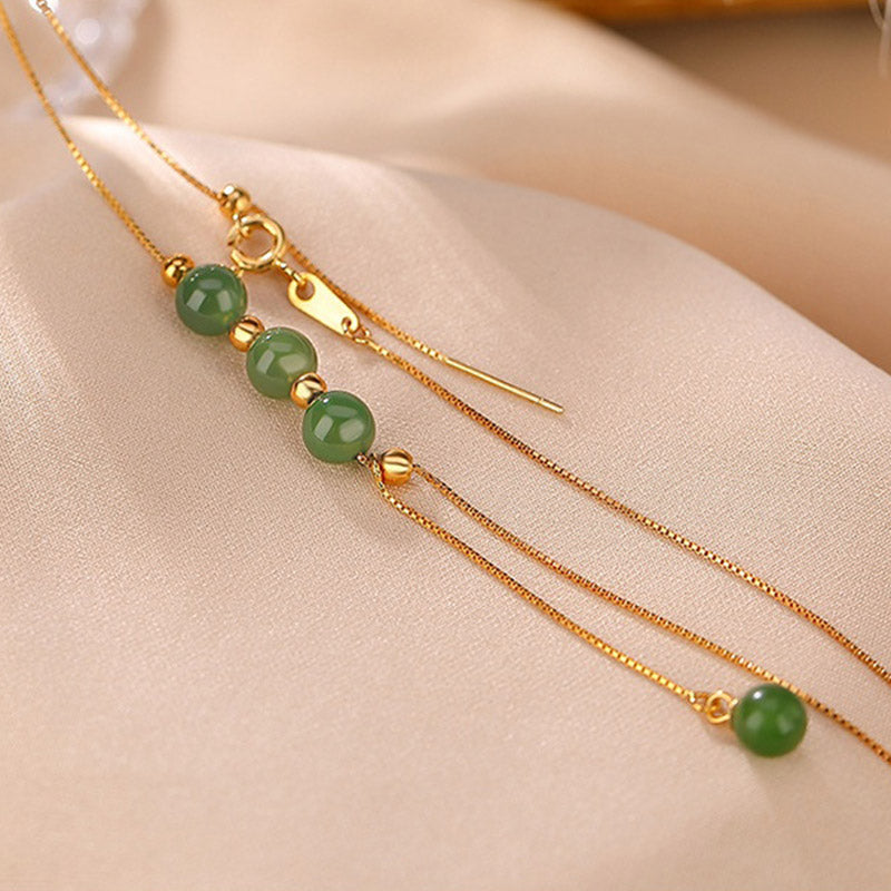 Collier pendentif de guérison en perles de jade cyan en argent sterling 925 Buddha Stones