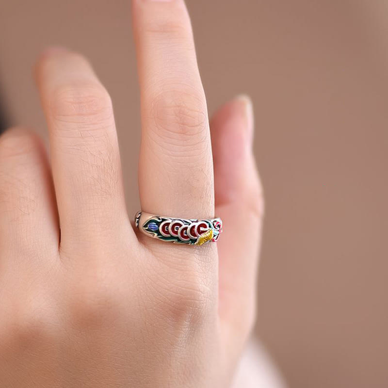 Buddha Stones Bague de richesse Feng Shui Cinq pièces de monnaie de l'empereur