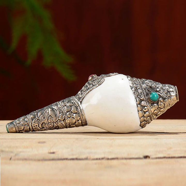 Coquillage de conque tibétain naturel Shankha, décoration porte-bonheur pour la maison - image 10