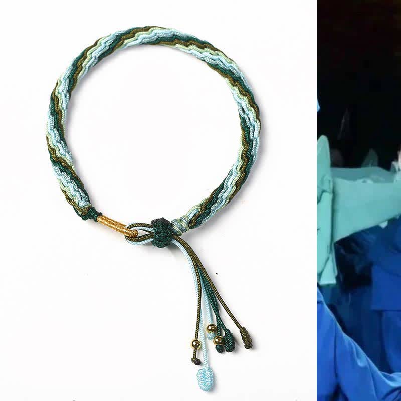 Bracelet tressé de protection avec cordon porte-bonheur et nœud de réincarnation