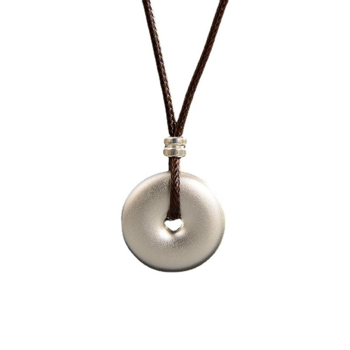 Collier avec pendentif rond en argent sterling 999 et Buddha Stones