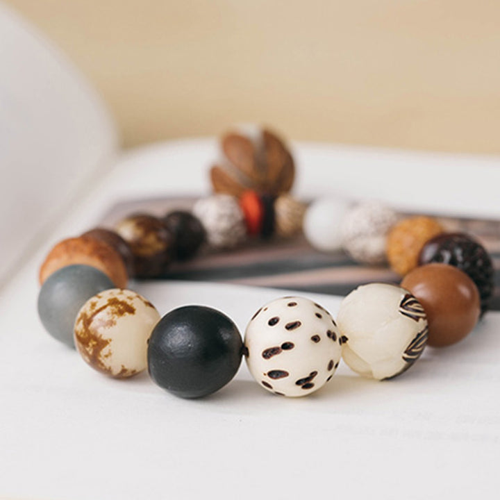 Bracelet Mala en Buddha Stones, graines de Bodhi, lotus, sagesse, paix