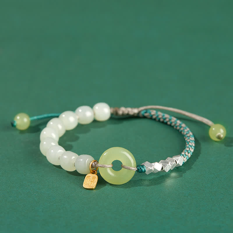 Bracelet porte-bonheur en perles de jade Hetian en argent sterling 925 Buddha Stones - Bleu clair - image 14