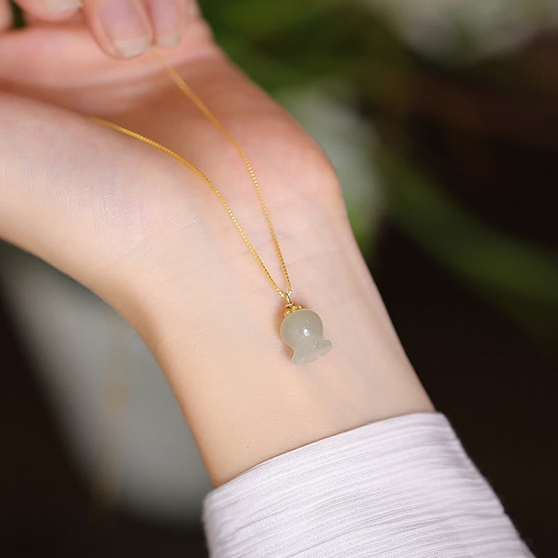 Collier pendentif papillon Bouddha rieur en argent sterling 925 avec jade Hetian naturel cyan - Orchidée clochette - image 16