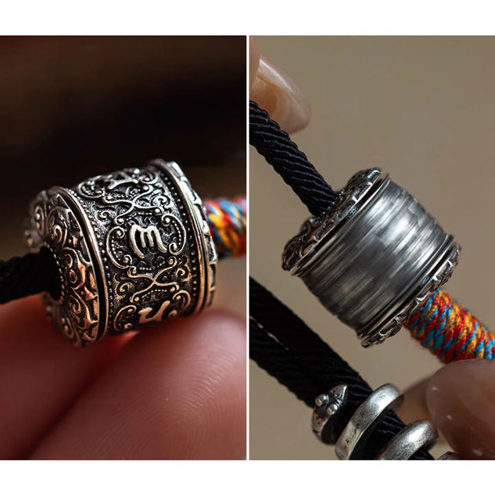 Bracelet double tour en amulette sculptée tibétain avec Buddha Stones Om Mani Padme Hum