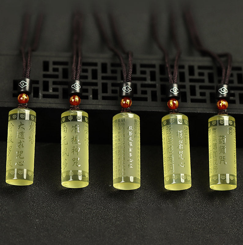 Collier pendentif force bonheur citrine Sutra du cœur