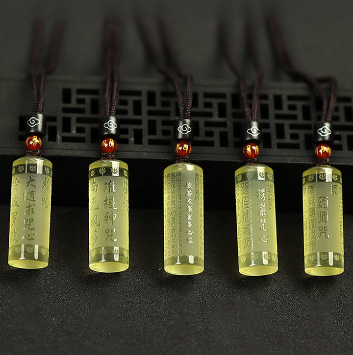 Collier pendentif force bonheur citrine Sutra du cœur