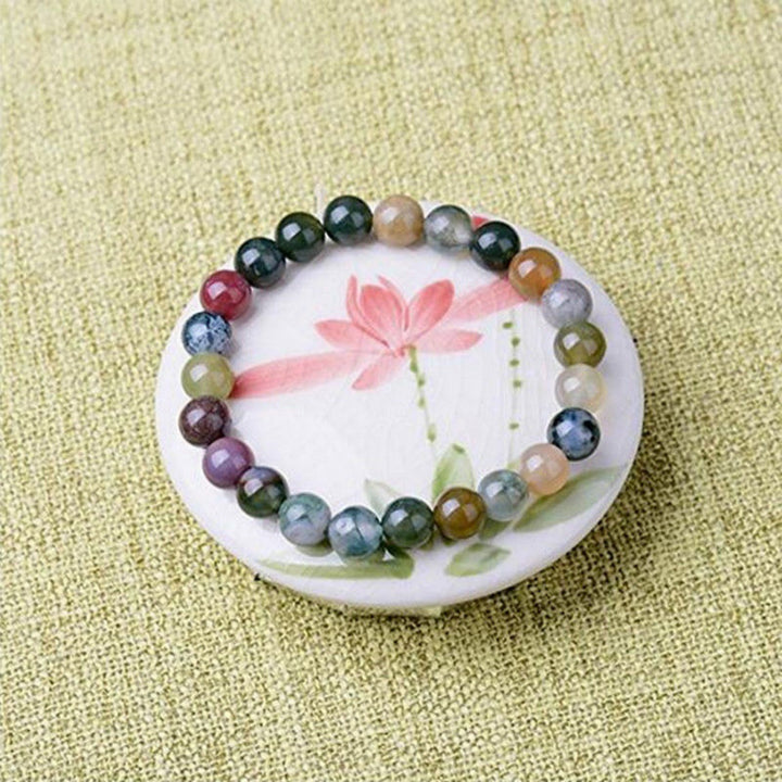 Bracelet de yoga porte-bonheur en perles d'agate indiennes Buddha Stones