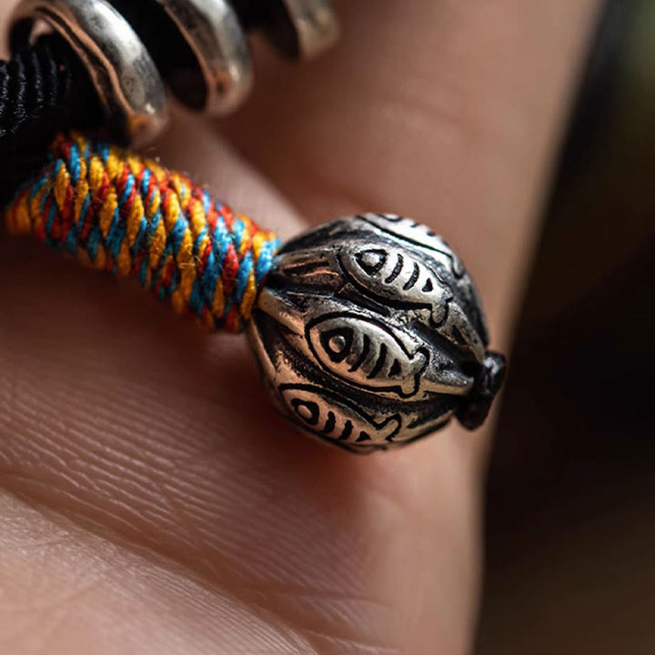 Bracelet double tour en amulette sculptée tibétain avec Buddha Stones Om Mani Padme Hum