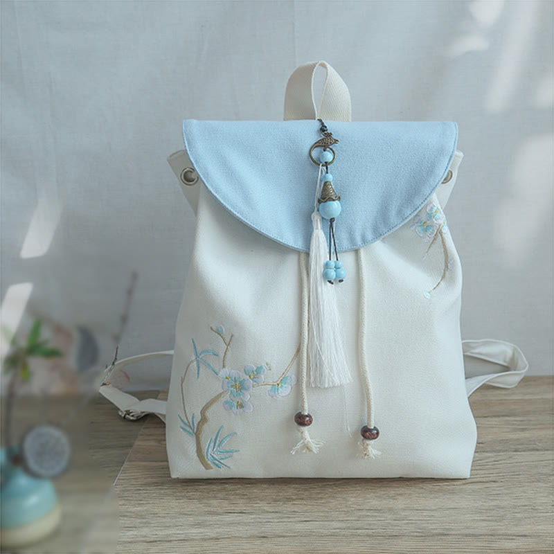 Sac à dos en toile de grande capacité brodé à la main avec Buddha Stones