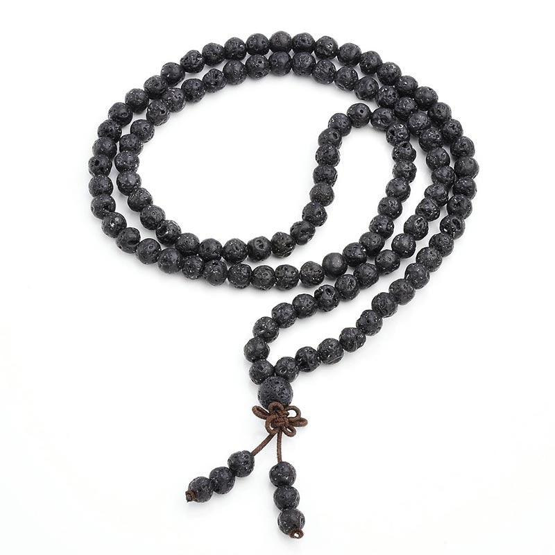 Bracelet de protection en pierre de lave naturelle de 108 Buddha Stones