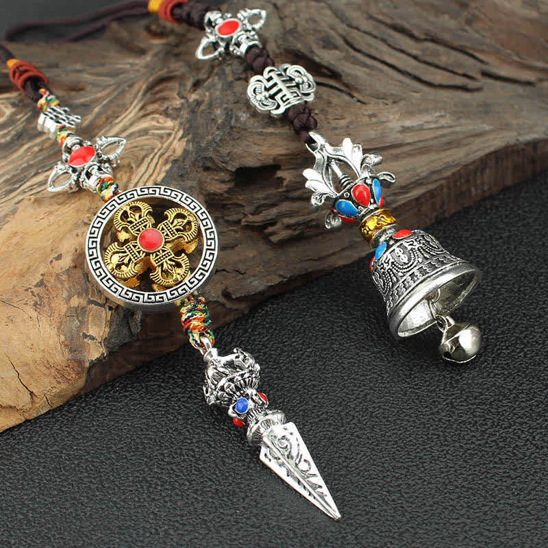 Décoration suspendue de voiture spirituelle du Tibet Om Mani Padme Hum Vajra Dorje