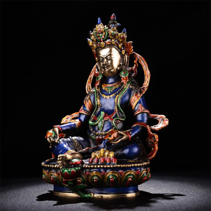 Figurine Bodhisattva Jambhala jaune Statue de sérénité en cuivre Décoration de la maison