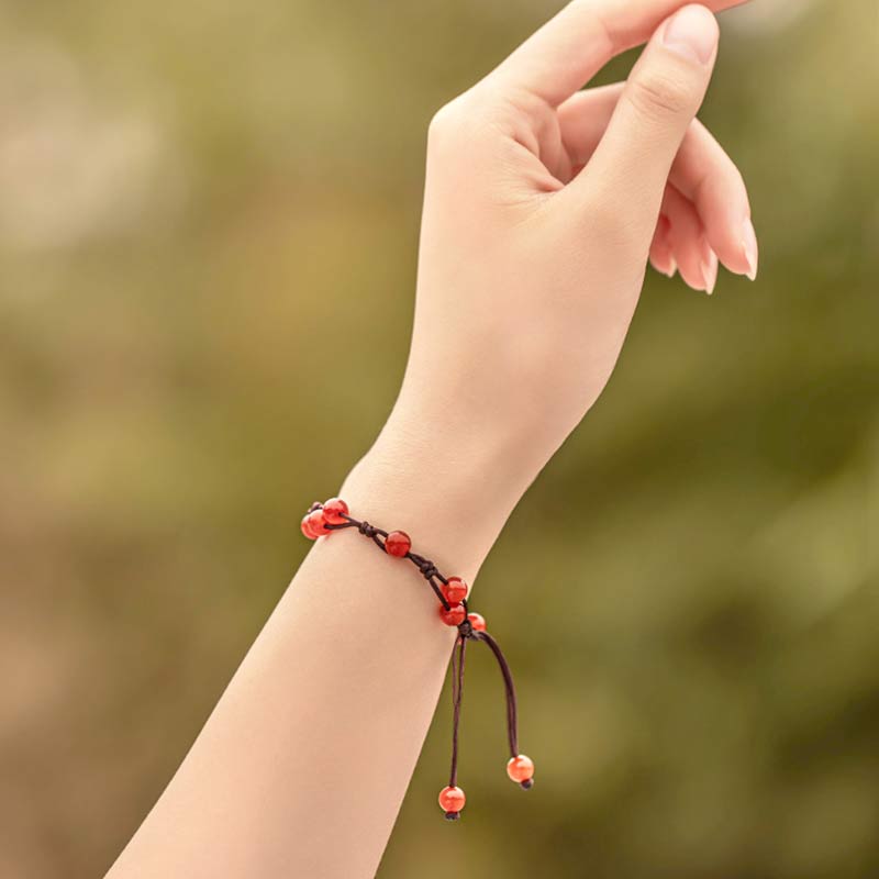 Bracelet calme en agate rouge, agate mousse et cinabre de Buddha Stones
